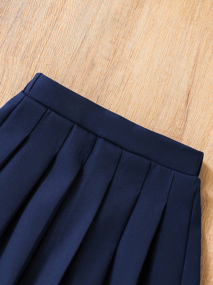 Váy xếp ly màu xanh navy cho bé gái, phong cách dễ thương khi đi học, đa năng cho mặc thường ngày, đi làm, mặc hàng ngày - Xanh đậm - Xem 5