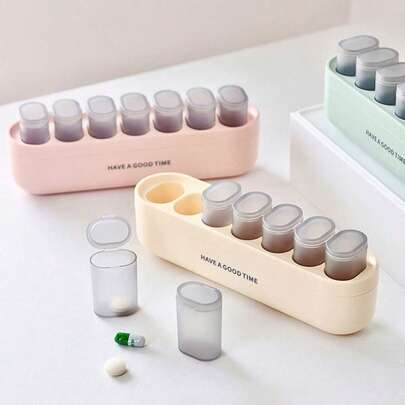 1/2件装塑料7天周用药盒，大容量药丸分隔提醒器，迷你药品包装盒，便携式旅行药盒容器，便携式分装药盒，药品分装盒