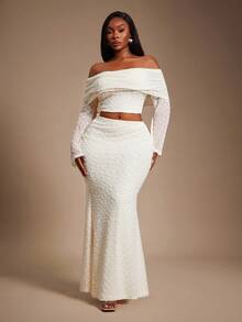 Radiana Áo len dệt kim dáng ôm, màu trơn, hở vai, tay dài, dáng rộng, gợi cảm, thời trang xuân hè dành cho nữ, váy đuôi cá, phong cách tối giản, mặc hàng ngày, thích hợp cho tiệc tùng, dạ hội - Màu be - Xem 5