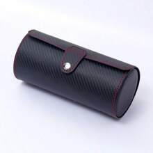 New Handmade Luxury PU Leather Round Travel Watch Box, Dustproof Watch Storage Display Gift Box, PU Leather Jewelry Box Back To School