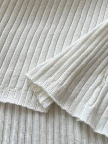 Flirla Suéter de manga larga con botones y media cartera de encaje en contraste para mujer de talla grande - Blanco - Ver 3