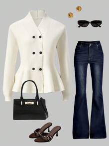 SHEIN Unity Winter Women, New Unique Elegant Sweater, High-Quality Casual Knitted Pullover For Autumn Fall - Apricot - View 1