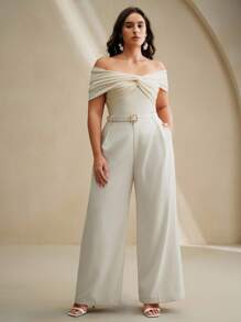 Anewsta Fashionable Elegant Shoulder Cutout Twist Front Crop Top, Suitable For Summer, Classy, Elegant, Beach, Festival, Holiday, Casual - Apricot - View 5