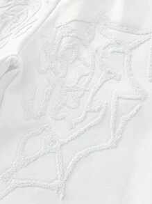 PAVTROS 男士街头风流行 INS 配色蜘蛛网和心形刺绣运动裤，宽松版型，粉色，送给男朋友/丈夫、周年纪念的理想礼物 - 白色 - 查看 2