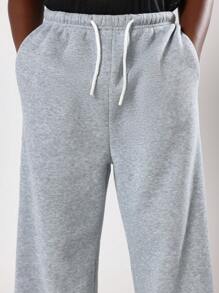 SUMWON 青少年运动裤 阔腿裤 经典混色抓绒 宽松版型 抽绳腰带 休闲日常秋冬裤装