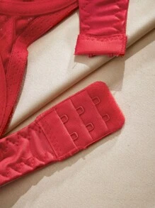 Charlaine 女士时尚蕾丝法式无钢圈文胸，优雅休闲内衣文胸 - 紅色 - 查看 4