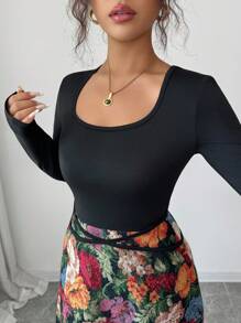 Elenzga Váy chắp vá hoa jacquard thanh lịch dành cho nữ - màu đen - Xem 7