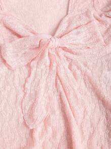 Sweetra Y2K Bowknot Textured Flare Sleeve Top Fall Cloth For Women