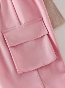 Tween Girls Spring/Autumn Casual Sweatsuit, Retro American Style Pink Numeric & English Letter Bow Print Knit Fabric Crew Neck Long Sleeve Sweatshirt Paired With Solid Pink Woven Fabric Fashionable Cargo Pants 2 Pieces Set, Suitable For Back To School, Daily Casual, Outdoor, Travel, Photography, Y2K Street Style Fall Winter