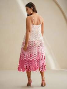 Anewsta 圆形流苏镂空刺绣高腰吊带裙，飘逸透气，女士夏季节日装 - 粉色 - 查看 7