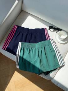 Comfortcana Bộ 2 quần short cạp chun màu tương phản dành cho nữ, mùa hè - Nhiều màu - Xem 7