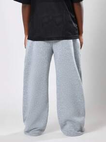 SUMWON 青少年运动裤 阔腿裤 经典混色抓绒 宽松版型 抽绳腰带 休闲日常秋冬裤装