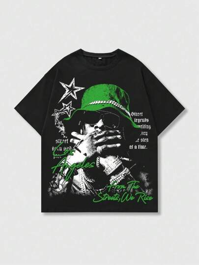 Street Life Men's Printed Short Sleeve T-Shirt, Suitable For Spring And Summer