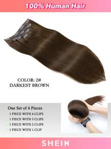 4PCS Clip In Hair Extensions Real Human Hair, Remy Human Hair Extensions Clip Ins For Women, Natural Human Hair, 70g-80g - S2 - View 3