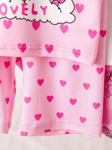 6 件套大女孩圆领针织短袖短裤睡衣套装，有趣的蓝色和洋红色兔子拼色，时尚百搭的家居服和睡衣 - 彩色 - 查看 4