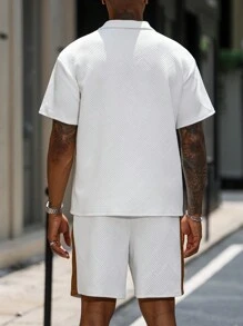 Manfinity Homme 男士撞色短袖衬衫和抽绳短裤套装
