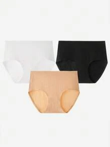 LUVLETTE 3件組棉質基本款高腰無痕女用內褲-白色-舒適必備，亦適合青少年女孩與年輕女性 - 彩色 - 查看 4