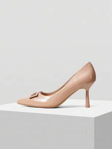 MOTF PREMIUM PU皮革尖头高跟鞋 - 杏色 - 查看 2