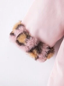 SHEIN Playful Pals Toddler Girls' Winter New Thickened Reversible Hooded Zipper Jacket, Leopard Print Padded Cotton Outerwear For School & Casual Wear Fall - Pink - View 6