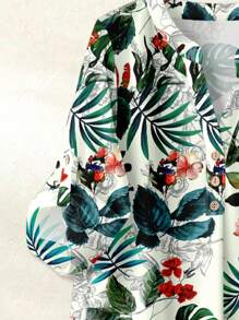 Rusticease 女士休闲树叶印花长袖两件套