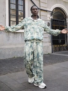 PAVTROS 1 Bộ đồ nỉ có mũ trùm đầu cho nam, áo nỉ có mũ trùm đầu và quần cạp rút, họa tiết rằn ri, chống gió và ấm áp, trang phục thường ngày/đi làm/đi học, quà tặng cho bạn trai/chồng Bộ đồ hai mảnh họa tiết rằn ri cho nam Bộ đồ nỉ có mũ trùm đầu có khóa kéo họa tiết rằn ri cho nam Bộ đồ phong cách đường phố cho nam - xanh quân đội - Xem 3