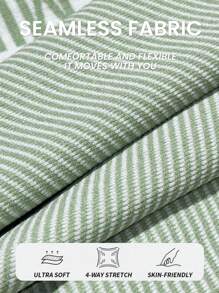 Seamluxe SHEIN Sport Conjunto Esportivo Feminino com Regata Verde Sem Costura de Gola Redonda e Calça com Cintura Elástica, Conjunto Atlético para Academia e Exercícios