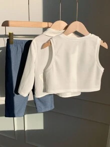 SHEIN 3pcs Baby Boy Casual Argyle Vest, White Shirt, Blue Casual Pants Outfit, Suitable For Birthday Party, Evening Party, Performance, Wedding, Baby Shower, Christening, 1st Birthday Celebration - Multicolor - View 5