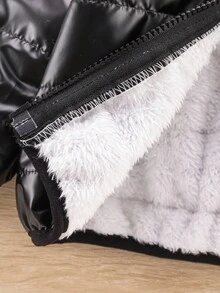 SHEIN 幼儿男童冬季新款加厚羽绒服，拉链开合，适合户外秋季穿着 - 黑色 - 查看 6