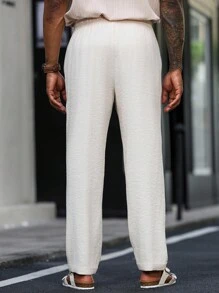 Manfinity Homme Men's Casual Solid Color Tapered Pants - Apricot - View 2