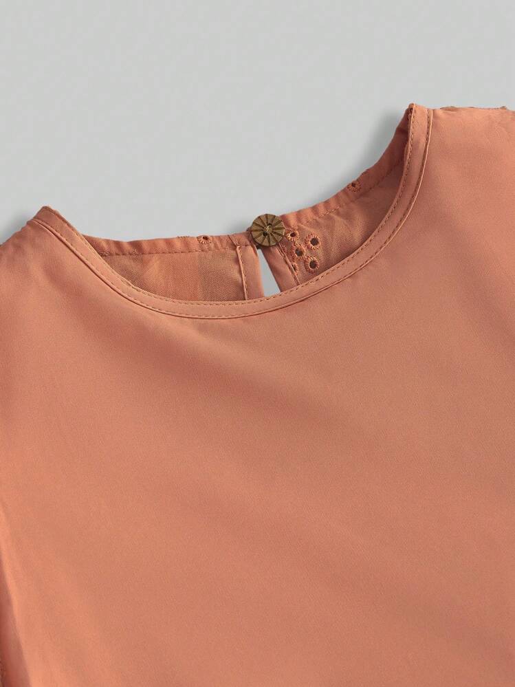 Maija Kids Maija Kids Tween Girls' Oversized Embroidered Blouse, Shirt, Top, Back To School, Summer Tops, Y2K, Clothes, Blouses For Girls, Fall, Vacation, Boho Tops - Camel - View 6