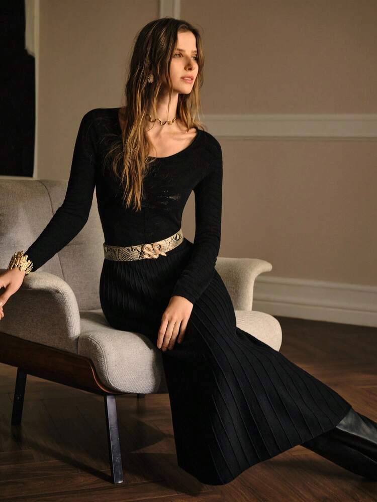 SLIM FIT RIB-KNIT SWEATER DRESS