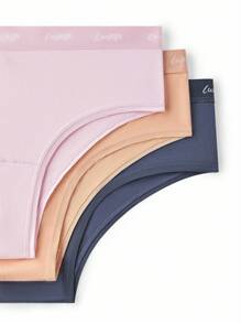 LUVLETTE Bộ 3 quần lót nữ hở lưng cơ bản bằng cotton thoáng khí - Màu pastel phù hợp cho bé gái tuổi teen & trẻ em - Nhiều màu - Xem 5