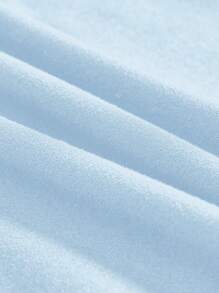 SHEIN EZwear 女士休闲简约浅蓝色圆领插肩袖黑色修身长袖打底 T 恤，适合春秋季 - 淺藍色 - 查看 5