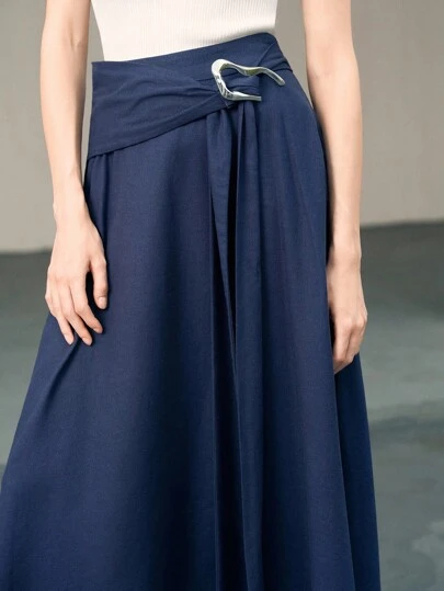 Uhlyne 优雅休闲亚麻系带长裙