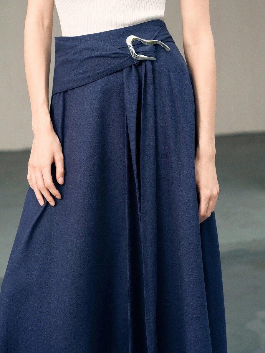 Uhlyne 优雅休闲亚麻系带长裙