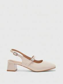 CUCCOO BIZCHIC Women's Simple Mary Jane Platform High Heel Shoes, Suitable For Halloween - Beige - View 2