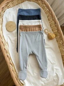 5 cái/gói quần legging cạp chun màu trơn cổ điển dễ thương cho bé trai và bé gái sơ sinh - Nhiều màu - Xem 2