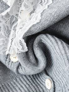 Franclia Fashionable Blogger-Inspired Lace-Up Sheer Loose Knit Cardigan, Chic European StyleWomen's Autumn Clothingautumn Fall Clothes For Women Fall Autumn Clothes Fall Outfits For Women Autumn Outfits For Women Fall Clothes Autumn Women  Fall Women Clothes Autumn Clothing Elegant Fashionable Casual Commuting Business Office Daily Leisure All-Match Temperament Urban Teacher Professional Attire - Light Grey - View 3