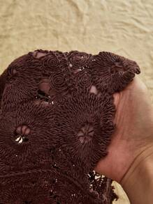 Travachic Áo khoác ngắn dệt kim màu nâu dáng suông với chi tiết viền lượn sóng và cổ chữ V dành cho nữ mùa thu đông, áo móc len nữ, áo ren nữ, áo ren màu nâu, áo phong cách Boho nữ, áo móc len màu nâu, phong cách kỳ nghỉ nhiệt đới, Bohemian, Ibiza, phong cách miền Tây. - màu nâu - Xem 7