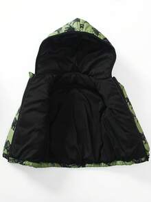 1pc Young Boy's Thick Dinosaur Print Casual Long Sleeve Cotton Jacket, Suitable For Daily Wear, Commuting, School, Autumn/Winter, Outdoor Activities Fall