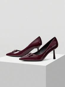 MOTF PREMIUM Tacones altos de punta fina en piel sintética (PU) - Burdeos - Ver 9