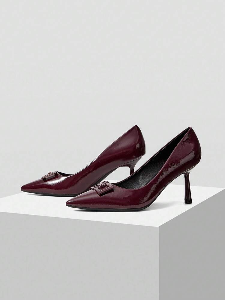 PU LEATHER POINTED TOE HIGH HEEL PUMPS FOR CHRISTMAS SPRING SHOES