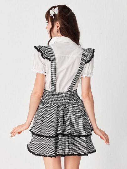 EDITION Jupe élégante à décor de nœud à pied-de-poule pour femmes, été