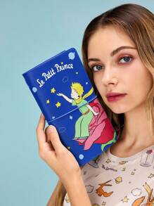 LE PETIT PRINCE X SHEIN 1 件 A6 尺寸 PU 皮革旅行笔记本，附带 2 个替换笔记本，DIY 友好，适合旅行计划、日记、记笔记，适合男士、女士、学生，尤其适合旅行，小王子，B612 星球，玫瑰，爱，月亮和星星 - 藍色 - 查看 1