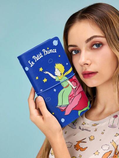 LE PETIT PRINCE X SHEIN 1 件 A6 尺寸 PU 皮革旅行笔记本，附带 2 个替换笔记本，DIY 友好，适合旅行计划、日记、记笔记，适合男士、女士、学生，尤其适合旅行，小王子，B612 星球，玫瑰，爱，月亮和星星