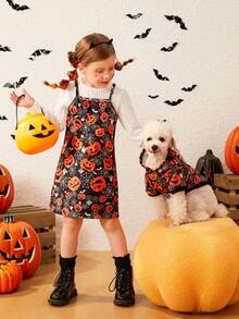 PETSIN 一件宠物万圣节南瓜蜘蛛连帽法兰绒连帽衫 - 彩色 - 查看 6