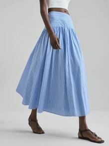 Ontre 2025 Autumn/Winter Women's Striped Pleated A-Line Skirt, Casual Versatile Graduation, Travel, Music Festival Elegant Skirt, Beach Holiday, 2026 Spring/Summer, Valentine's Day, Christmas, Thanksgiving, Fashionable Versatile Women's Skirt
