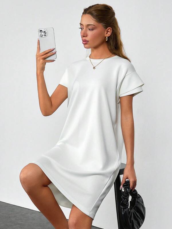 EURMUSE Women, Spring, Summer, Short Length, Dress, White, Casual, Soft Fabric, Smooth Touch