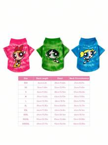 THE POWERPUFF GIRLS X SHEIN 1 chiếc áo nỉ in hình nhân vật hoạt hình cho thú cưng, quần áo cho mèo/chó, size XXS-XXXXL, cỡ cực nhỏ, cỡ cực lớn, bong bóng, hoa mao lương, hoa, trái tim, tình bạn - Nhiều màu - Xem 10