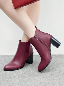 CUCCOO BIZCHIC Women's Fashion Versatile Minimalist High Heel Ankle Boots - Burgundy - View 5